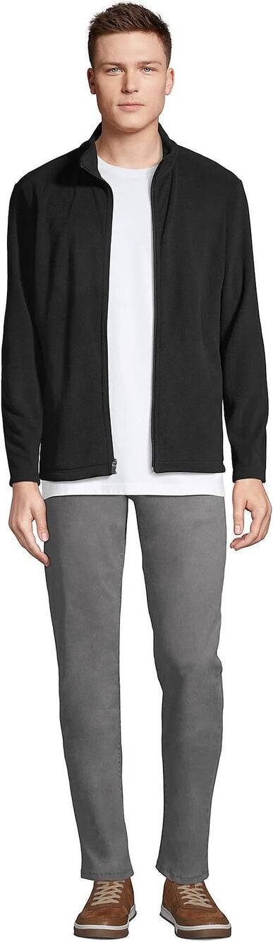 Lands End Outfitters Men's Large Black Thermacheck Full Zip Fleece Jacket U4-9